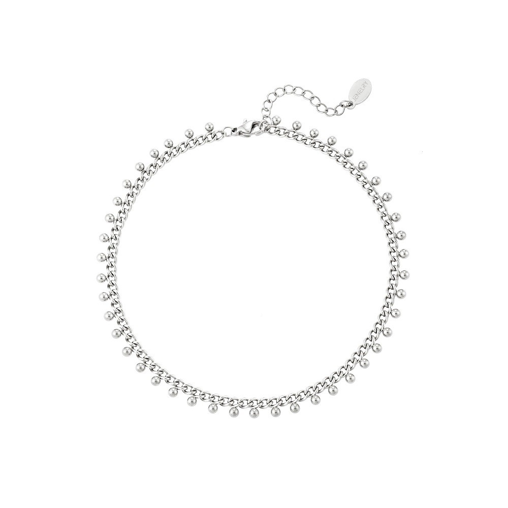 Waterproof armband in zilver, armband die niet verkleurt, gemaakt van stainless steel. Subtiel armbandje in het zilver. Subtiele schakelarmband met kleine bolletjes als detail. Nu bij JENELRY.