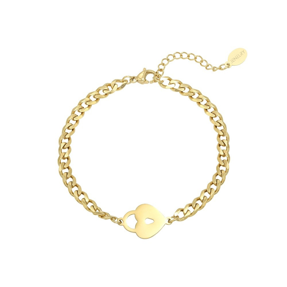 Deze Stainless Steel Armband heeft een schakel en een hartje in het midden van de armband. De armband Locked Heart is gemaakt van Stainless Steel, hierdoor is de armband waterproof, nikkelvrij en hypoallergeen. De armband is verkrijgbaar in het goud en in het zilver, bestel hem nu op www.jenelry.com