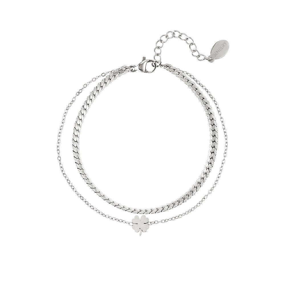 Waterproof zilveren armband, armband met klavertje vier. Armband die niet verkleurt, klavertje vier.