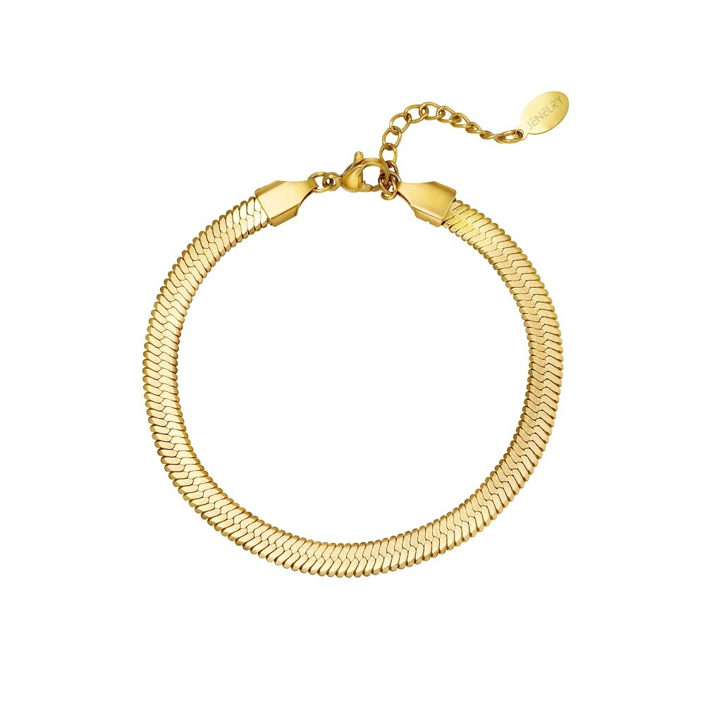 Waterproof Armband Tressed Goud is gemaakt van stainless steel. De armband verkleurt niet en is nikkelvrij. De armband heeft een gevlochten band en is verkrijgbaar in goud en zilver. De armband is te bestellen op www.jenelry.com
