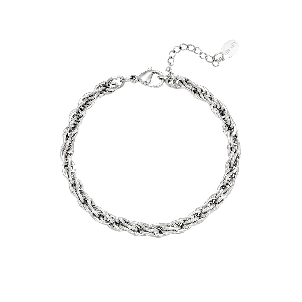 Armband Twisted Chain zilver is gemaakt van Stainless Steel, hierdoor is de armband waterproof, nikkelvrij en hypoallergeen. De armband heeft een grove, gedraaide schakel en is verkrijgbaar in het goud en zilver. Bestel de armband nu op www.jenelry.com