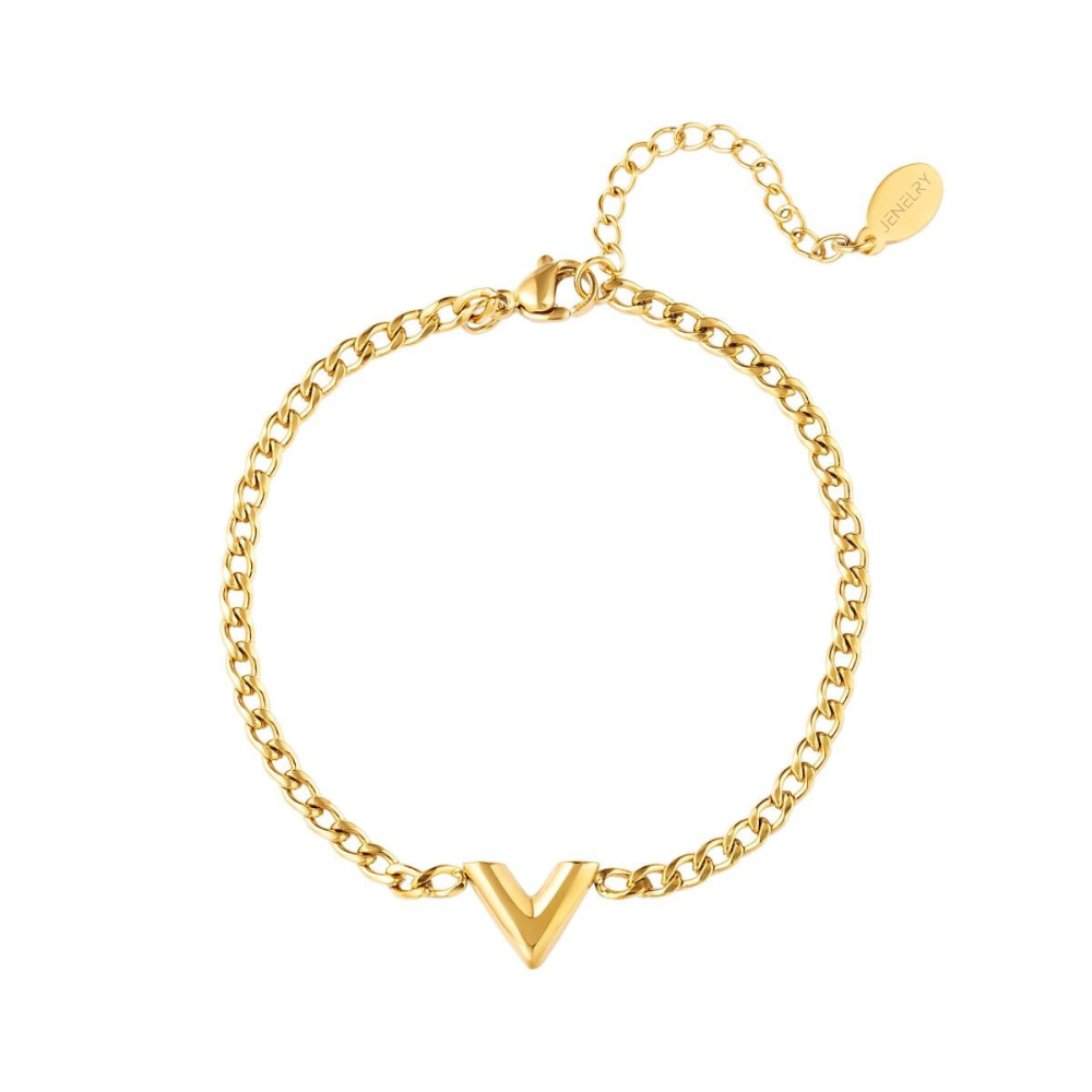 Deze Stainless Steel schakelarmband heeft een V in het midden van de armband. De armband is gemaakt van Stainless Steel, hierdoor is hij waterproof, nikkelvrij en hypoallergeen. De armband verkleurt niet als hij in aanraking komt met water, de armband V is verkrijgbaar in het goud en in het zilver. Bestel de armband nu op www.jenelry.com