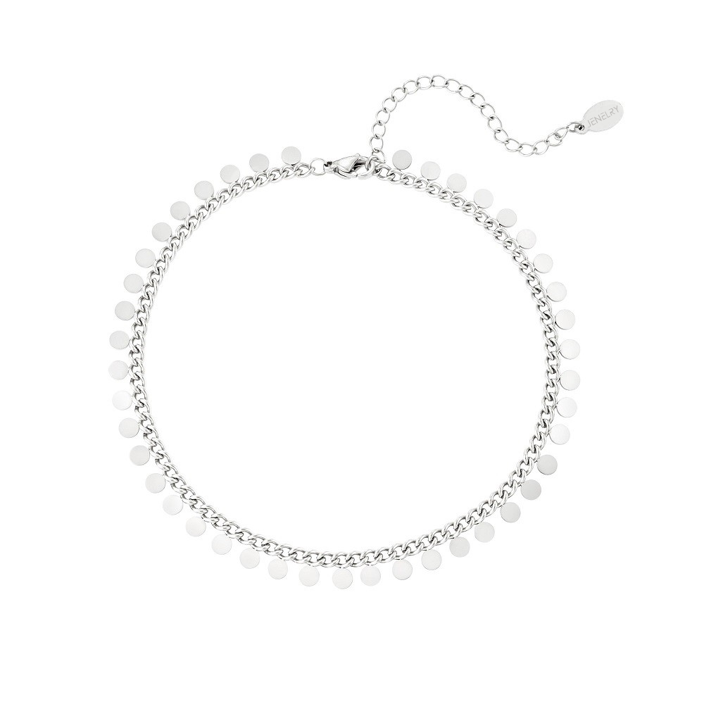 Waterproof enkelbandje met muntjes. Het enkelbandje is zilver en heeft meerdere muntjes als bedeltjes. Het enkelbandje is waterproof en gemaakt van stainless steel, hierdoor verkleurt het enkelbandje niet. Het enkelbandje is te bestellen op www.jenelry.com