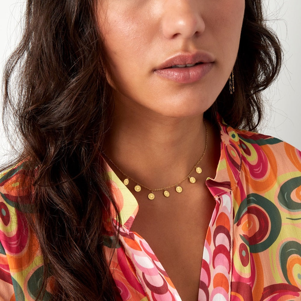 Bedelketting met kleine muntjes, bestel de ketting nu op www.jenelry.com. Vandaag voor 17:00 besteld is dezelfde dag verzonden!