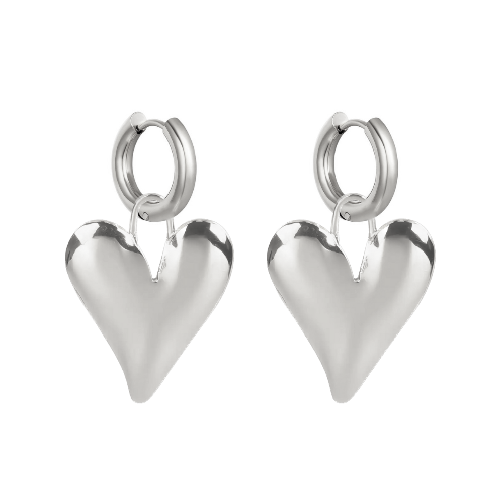 Stainless steel oorbellen met groot hart, de oorbellen zijn verkrijgbaar in het goud en in het zilver. Deze waterproof oorbellen zijn nikkelvrij en verkleuren niet als zij in aanraking komen met water. Bestel de oorbellen nu op www.jenelry.com
