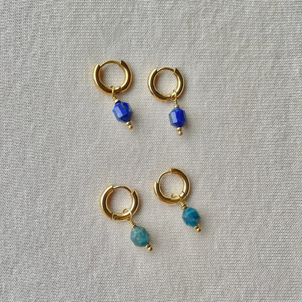 Oorbellen Eden Blue bestaan uit een oorringetje met een gekleurde donkerblauwe steen als bedel. De oorbellen zijn gemaakt van stainless steel, hierdoor zijn ze waterproof en nikkelvrij. De oorbellen verkleuren niet en blijven mooi. Bestel de oorbellen Eden Blue nu op www.jenelry.com