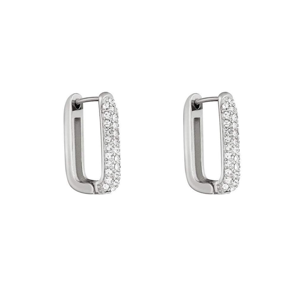 Oorbellen Full Glam Large zijn zilverkleurige oorbellen met meerdere strass steentjes. De oorbellen zijn gemaakt van stainless steel, hierdoor zijn ze waterproof en nikkelvrij. De oorbellen zijn ook verkrijgbaar in het goud, ze zijn te bestellen op www.jenelry.com