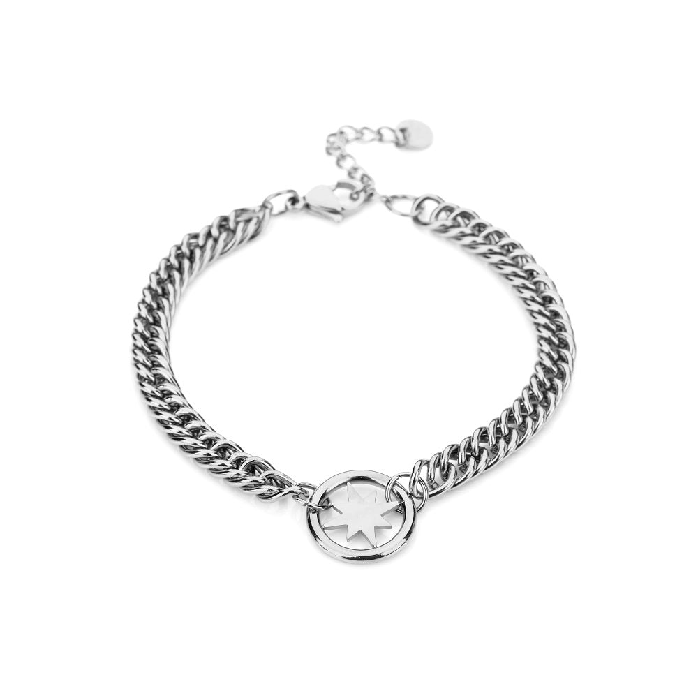 Waterproof armband Chunky Chain Star, gemaakt van stainless steel. De armband zilver verkleurt niet en blijft mooi. Deze waterproof armband is verkrijgbaar in het goud en zilver. www.jenelry.com