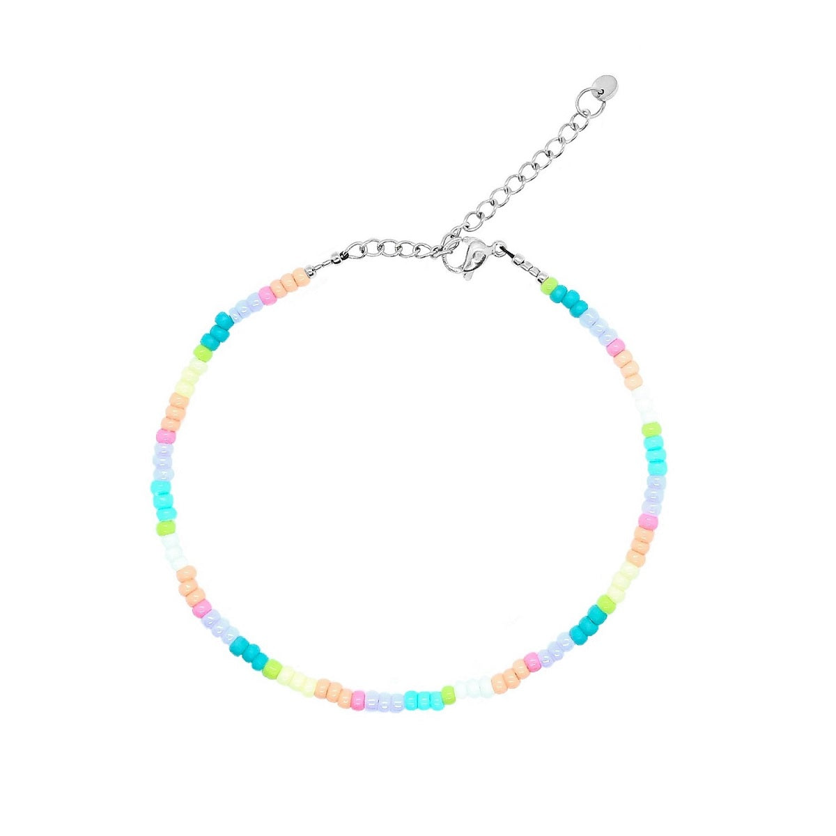Waterproof armband Pastel, armband van de hoogste kwaliteit rocailles, met stainless steel sluiting in het zilver.
