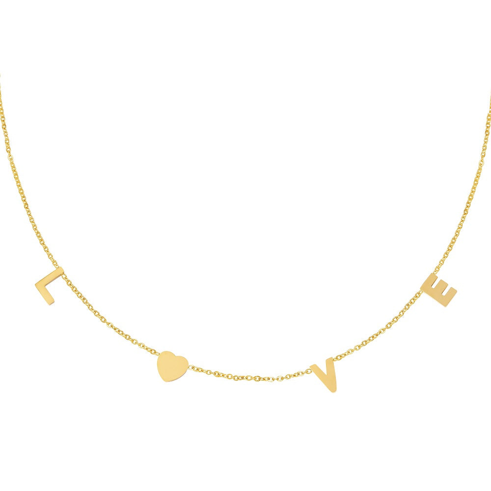 Deze waterproof ketting heeft een hele subtiele schakelketting als basis, aan deze ketting hangen 4 letters, namelijk de letters l, o, v, e. De ketting Love is waterproof, nikkelvrij en anti-allergeen. De ketting is verkrijgbaar in goud en zilver en is te bestellen op de webshop www.jenelry.com