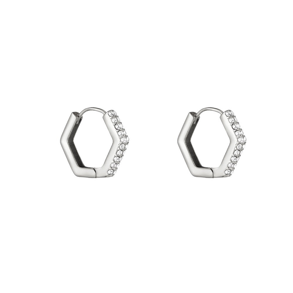 Oorbellen Hexagon Glam Zilver