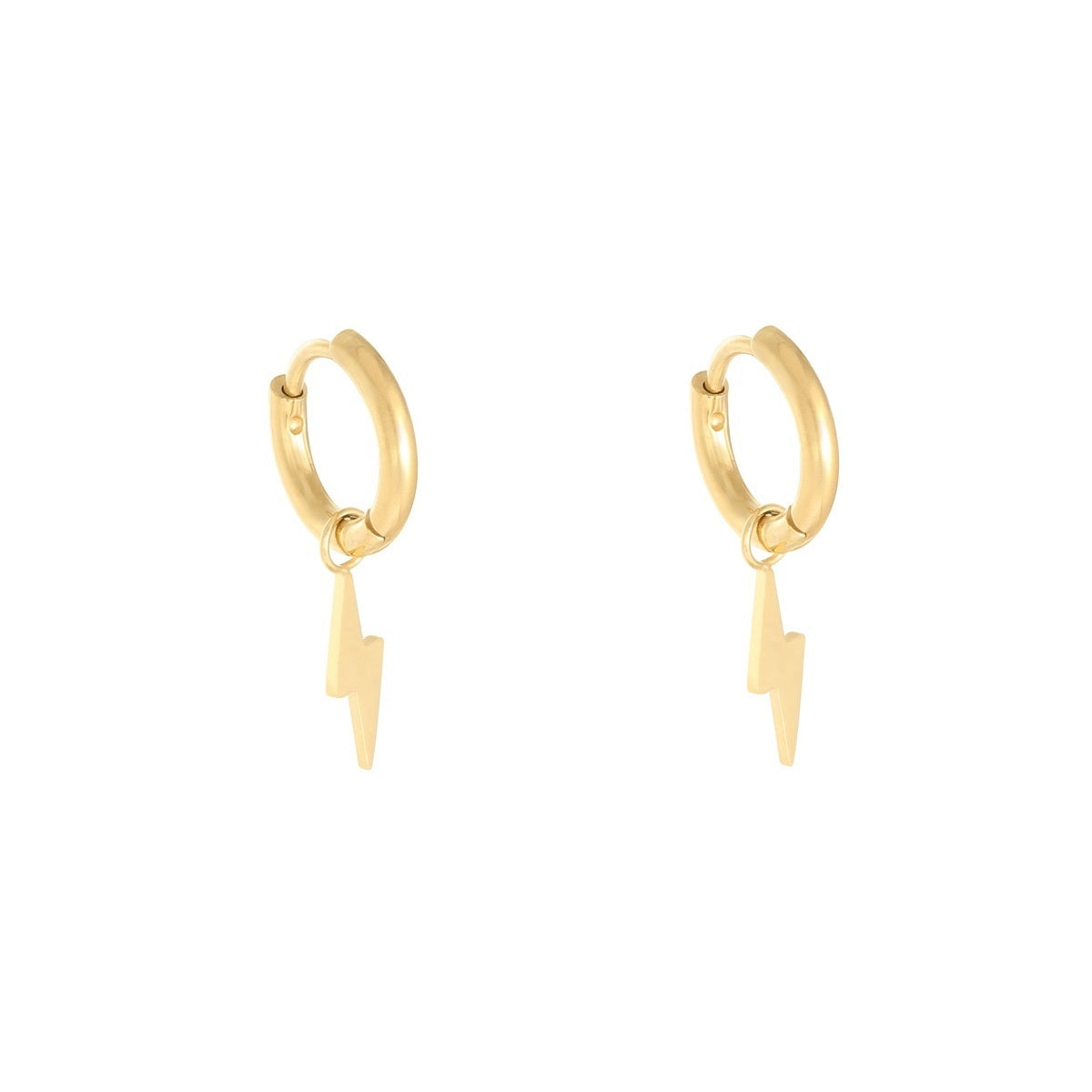 Waterproof oorbellen in het goud gemaakt van Stainless Steel, oorbellen met bliksemschicht. Oorbellen met bliksem die niet verkleuren, shop de oorbellen nu op www.jenelry.com