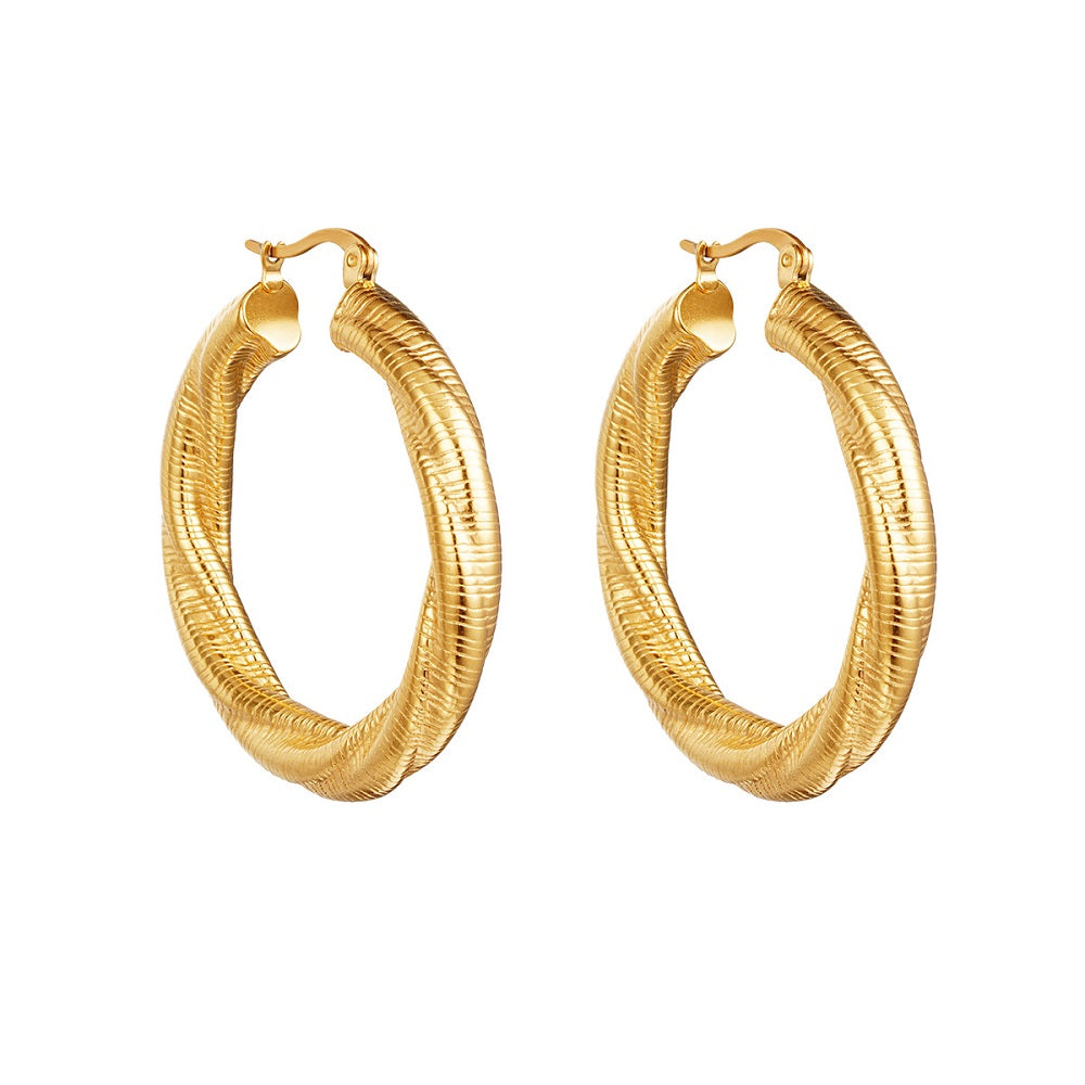 Oorbellen Twisted Hoops Large Goud