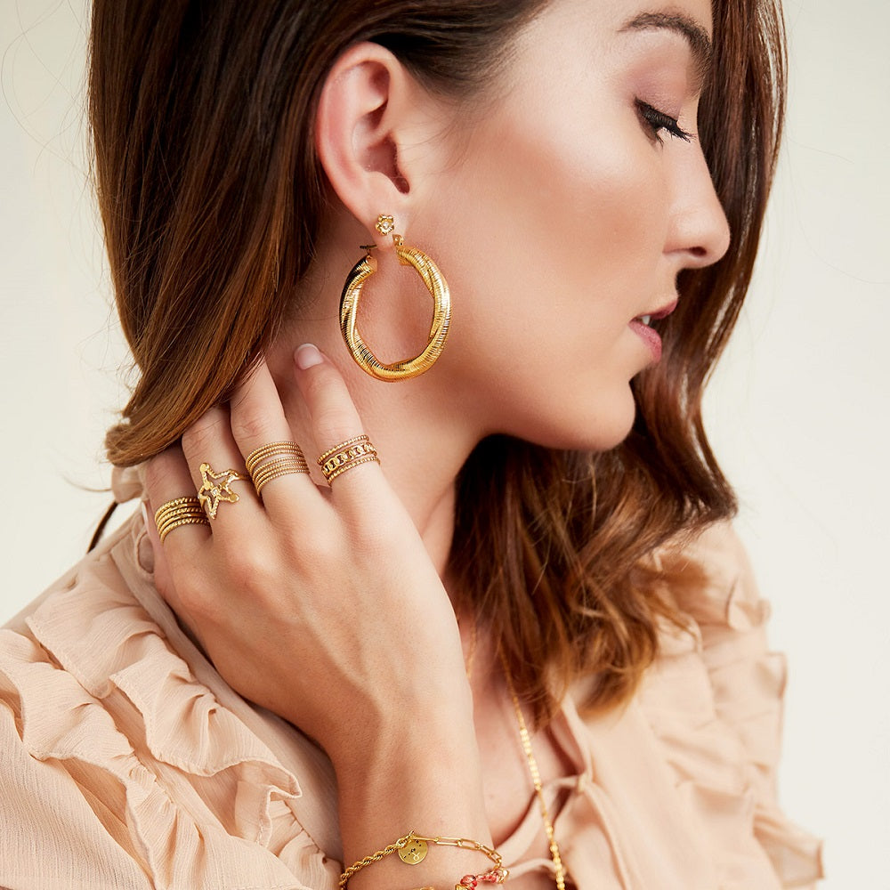 Oorbellen Twisted Hoops Large Goud