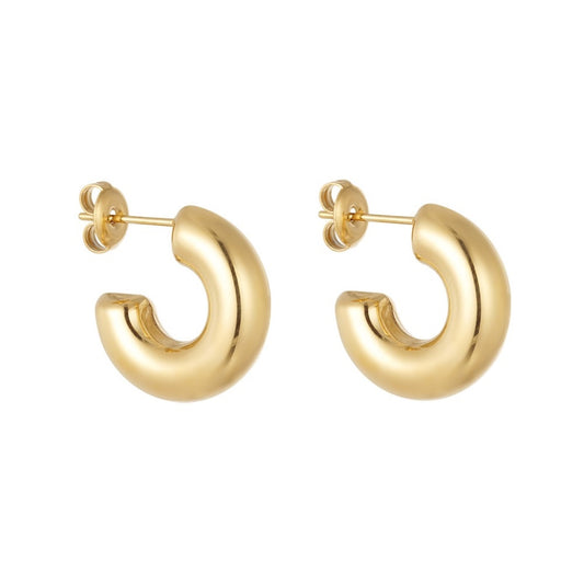 Deze grove hoops zijn goud van kleur. De oorbellen zijn gemaakt van stainless steel, hierdoor zijn ze waterproof en nikkelvrij. Bestel deze gouden oorbellen nu op www.jenelry.com