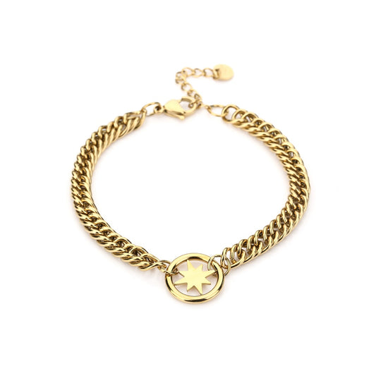 Waterproof armband Chunky Chain Star, gemaakt van stainless steel. De armband goud verkleurt niet en blijft mooi. Deze waterproof armband is verkrijgbaar in het goud en zilver. www.jenelry.com