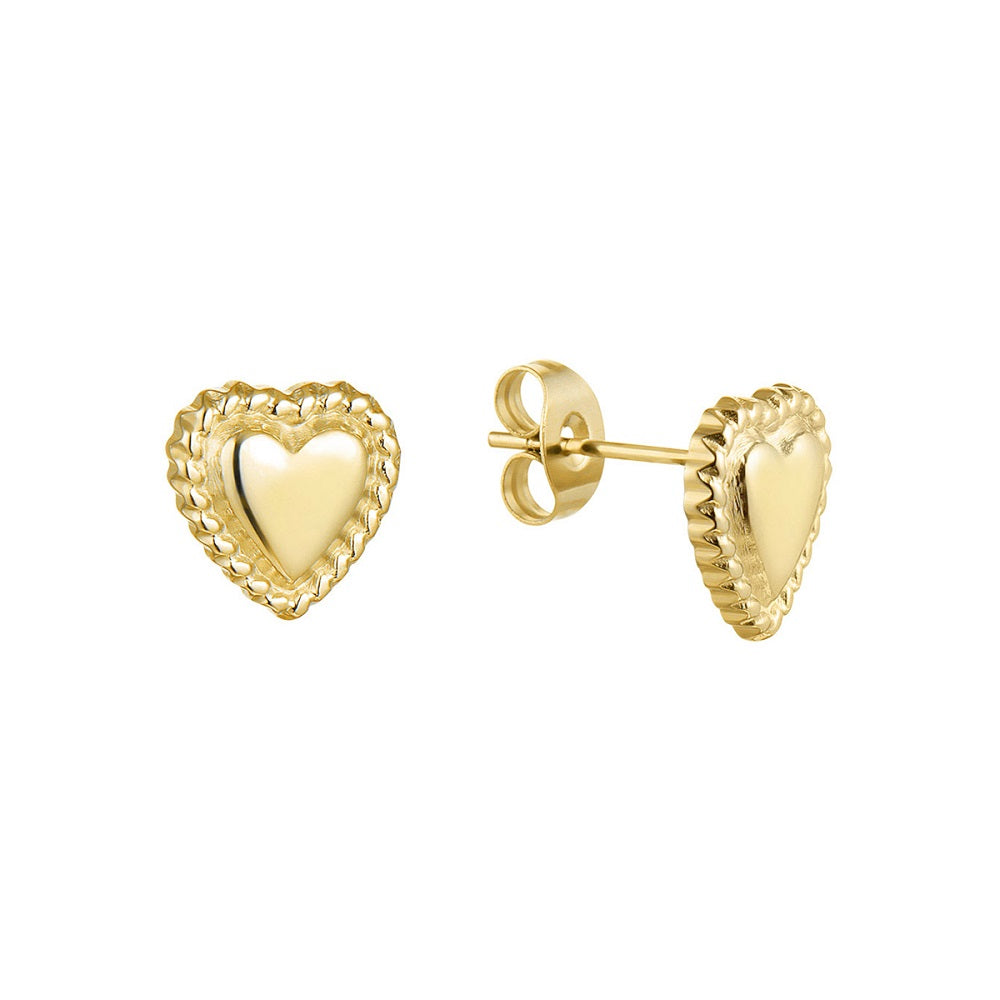 De schattige oorknopjes Lovely Hearts zijn 0,99 centimeter breed. De oorknopjes hebben de vorm van een hartje en een ribbeltje als randje. De oorbellen zijn gemaakt van stainless steel, oftewel roestvrijstaal, hierdoor verkleuren de oorbellen niet. De oorknopjes zijn verkrijgbaar in het goud en zilver en zijn te bestellen op www.jenelry.com