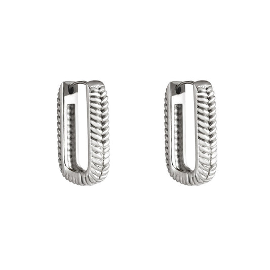 Deze zilverkleurige oorbellen hebben een all-over gevlochten patroon. De oorbellen zijn stainless steel, nikkelvrij en hypoallergeen. De oorbellen zijn verkrijgbaar in het goud en zilver, de oorbellen zijn te bestellen op www.jenelry.com